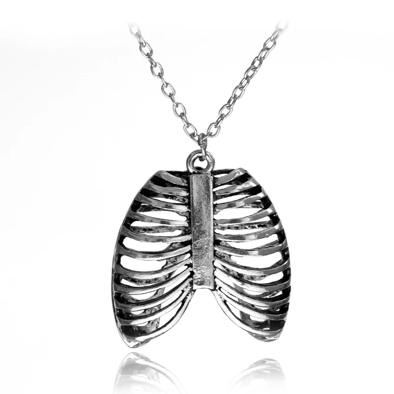 

Ribcage Ribs Anatomy Anatomical Pendant Charm Necklace Silver toned Gothic Science Geek