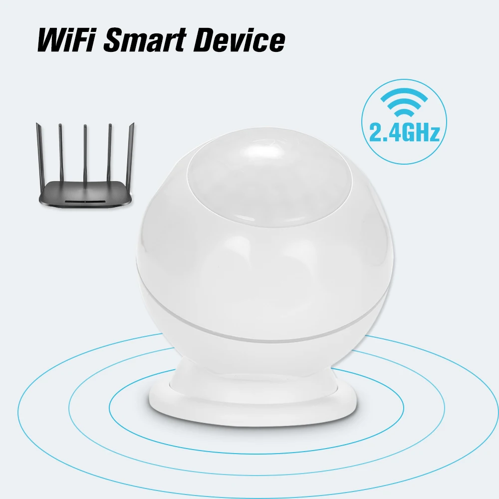 

White WiFi PIR Motion Sensor Detector Home Alarm System with Magnet Bracket Super Mini Shape