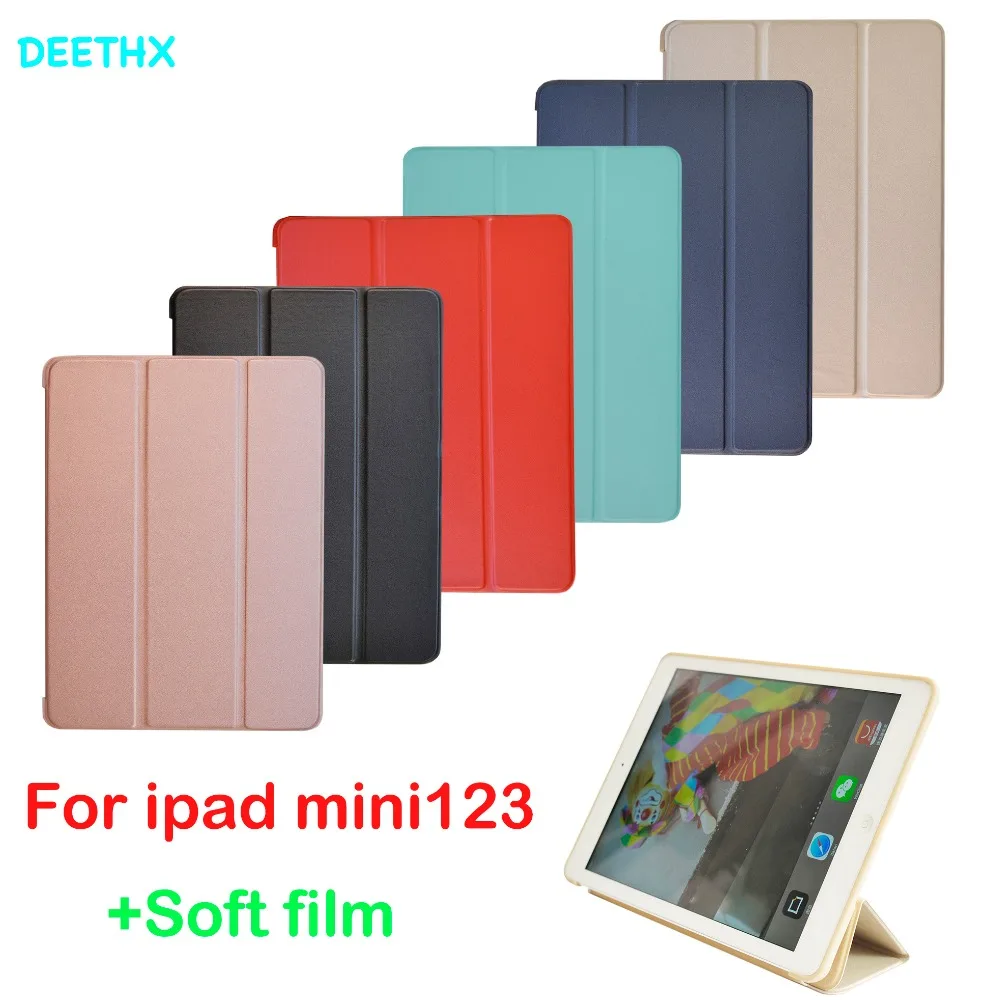 

DEETHX,Smart Cover Case For Apple iPad mini 2 mini 3 mini 1,Ultra thin PU Leather + Silicone back shell Stand funda Cases