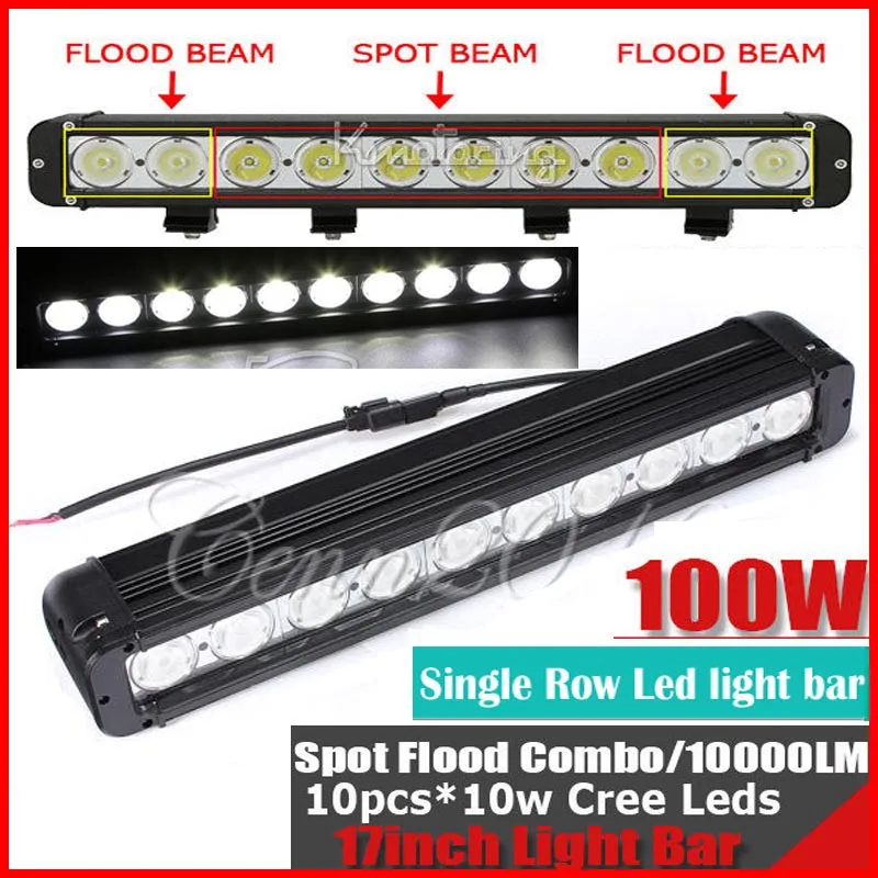 

EMS 17" 100W CRE 10-LED*(10W) Work Light Bar Off-Road SUV ATV 4WD 4x4 Spot / Flood / Combo Beam 8600lm 9-70V Driving Lamp 1 Row