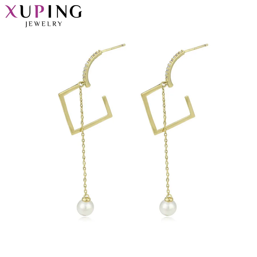 

Xuping Jewelry Drop Earrings Exquisite Imitation pearl Simple Light Yellow Gold Color Christmas Gift for Ladies S164.2-94839
