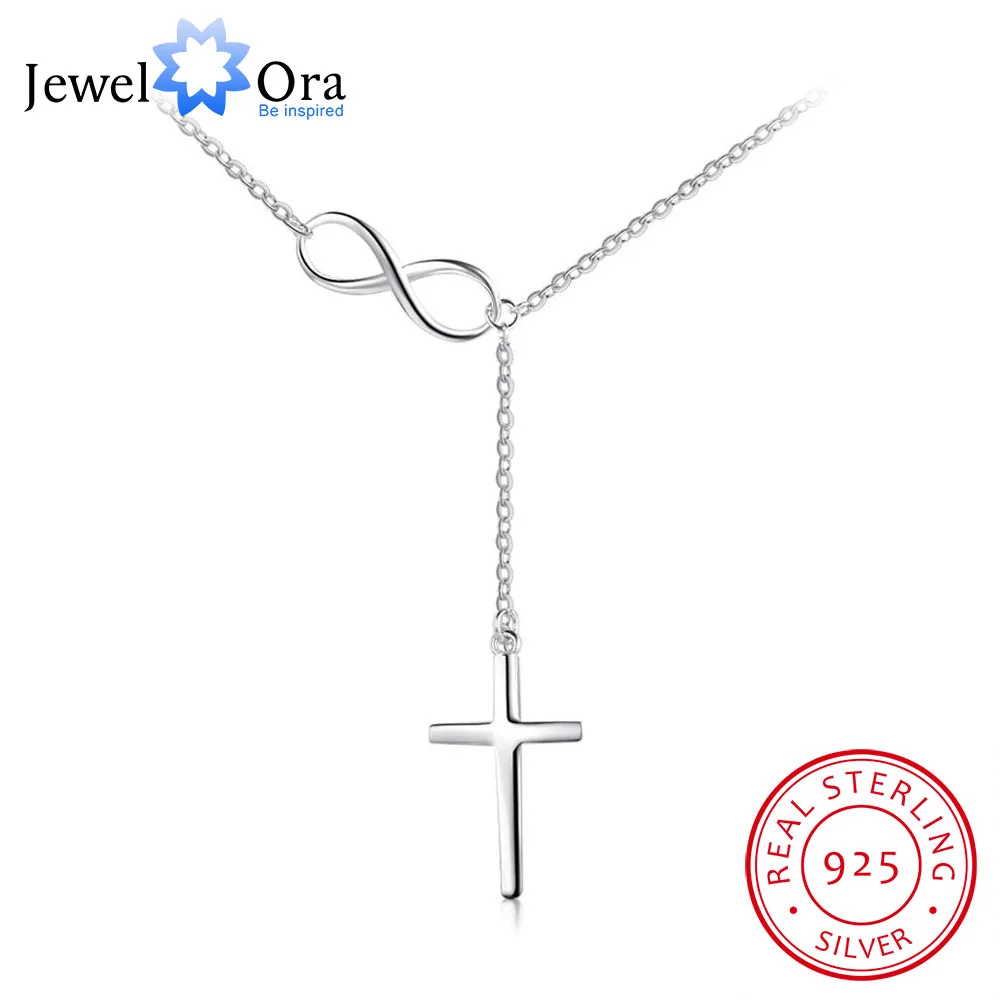 Cross With Infinity Love Accessorise 925 Sterling Silver Pendant Necklace For Women Fashion Party Jewelry (JewelOra NE101965)