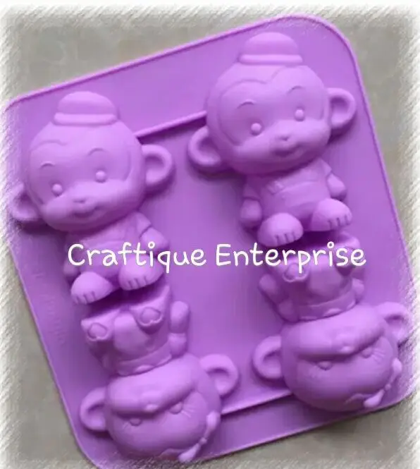 Wholesale/retail,free shipping, chocolate mold 4 hole monkey clay bakery mold ice cube tray