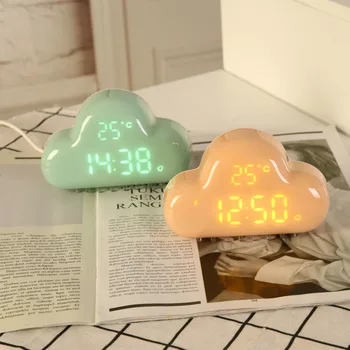 

Novelty USB LED Emergency Touch Control Night Light With Alarm Clock Magnet Cloud Wireless Wall Voice Sensor Feeding Lamp