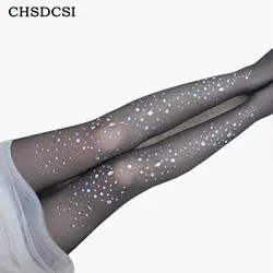 CHSDCSI новые женские сексуальные колготки тонкий Bling кристалл горного хрусталя колготки для новорождённых чулки женщин Бесплатная доставка