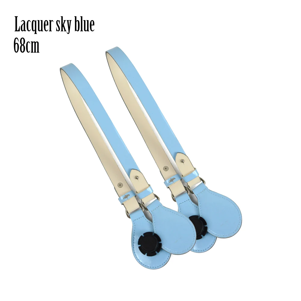 TANQU, новинка, Длинные Короткие плоские ручки с Каплевидным концом для Obag, искусственная кожа, лаковая ручка, съемный каплевидный конец для O Bag OCHIC - Цвет: Lac sky blue 68cm