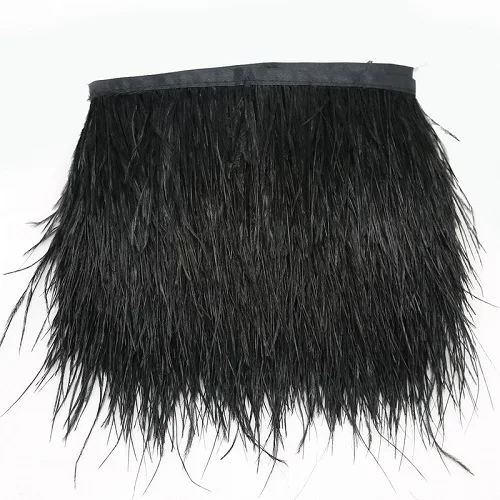 Высокое качество, 1 метр/сумка, разные цвета, на выбор, красивые страусиные перья, для рукоделия из страусовых перьев, украшения для свадебной вечеринки 8-10 см - Цвет: Black