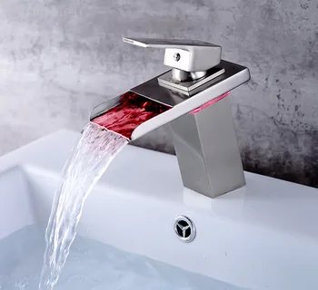 

One Single Handle Deck Mount Led Bath Mixer Taps Bathroom Sink Faucet ORB Bamboo Basin Bronze Faucets