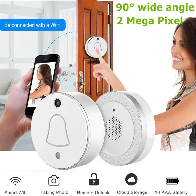 

LESHP Smart Wireless WiFi Enabled Camera Door Phone Visible Doorbell 90 Degrees Wide Angle 480*320 Pixel Home Security