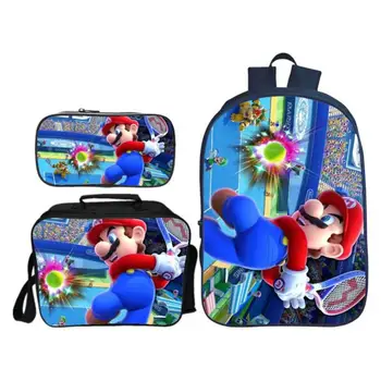 

New Arrivals 3Pcs/Set Printing 3D Super Mario Kids Shoulder Backpacks Cartoon Children School Bags for Boys Schoolbag Girls Bag