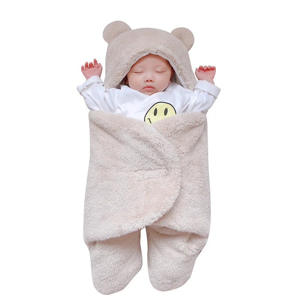 TELOTUNY новорожденный спальный пушистый теплый мягкий удобный одеяло милый, для новорожденных и малышей хлопок однотонный Спальный Одеяло для мальчиков и девочек wrap Z0927 - Цвет: KH6M