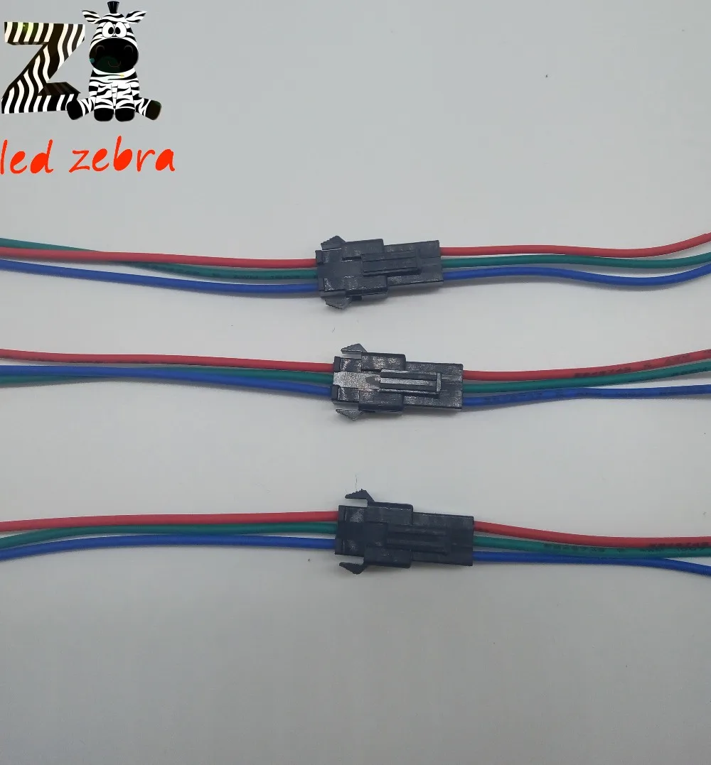 50pair 15mm 3pin jst connector,female&male led jst connectors,22awg red