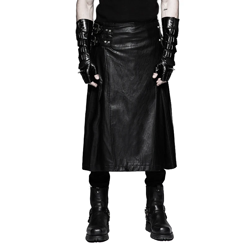 Luxury Brand Punk Men's Leather Skirt Pants Faux Leather