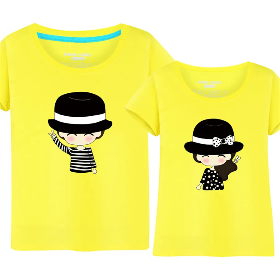 Summer Korean Fashion Matching Couple Clothes Cute Cartoon Sweet Tops Short Sleeve Couple T Shirts For Lovers Tee Shirt Femme Summer Korean Fashion Matching Couple Clothes Cute Cartoon Sweet Tops Short Sleeve Couple T Shirts For Lovers Tee Shirt Femme