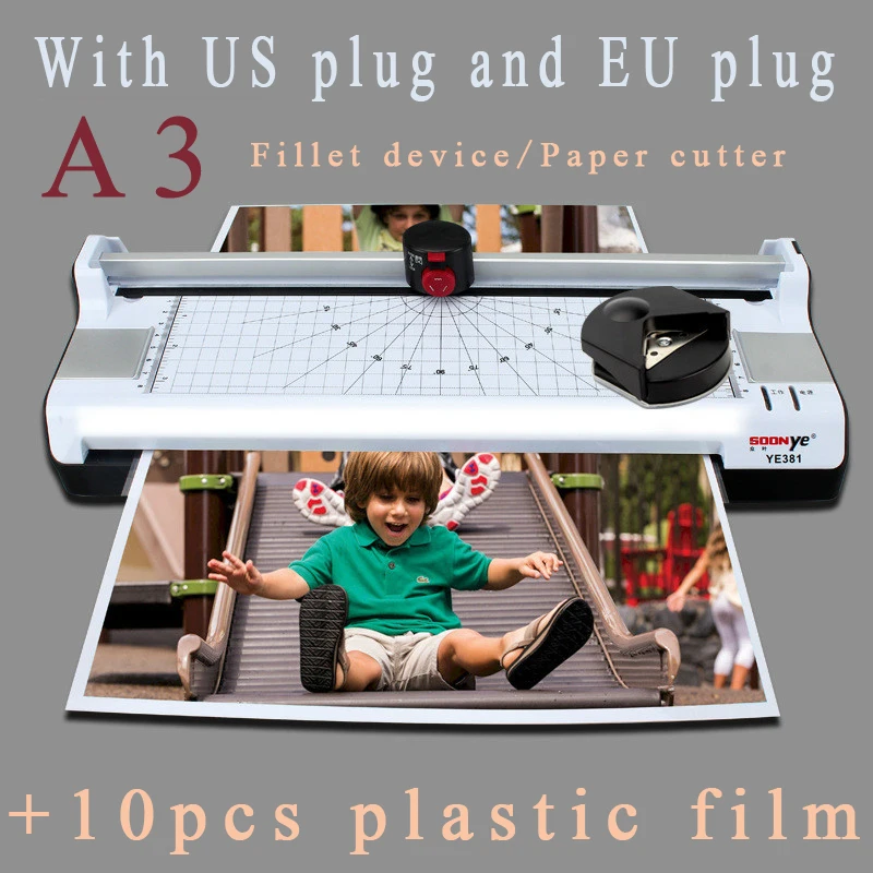 

A3 Photo Paper Hot and Cold Thermal Laminator Machine Quick Warm-up Fast Laminating Speed with EU Plug Multifunctional functions