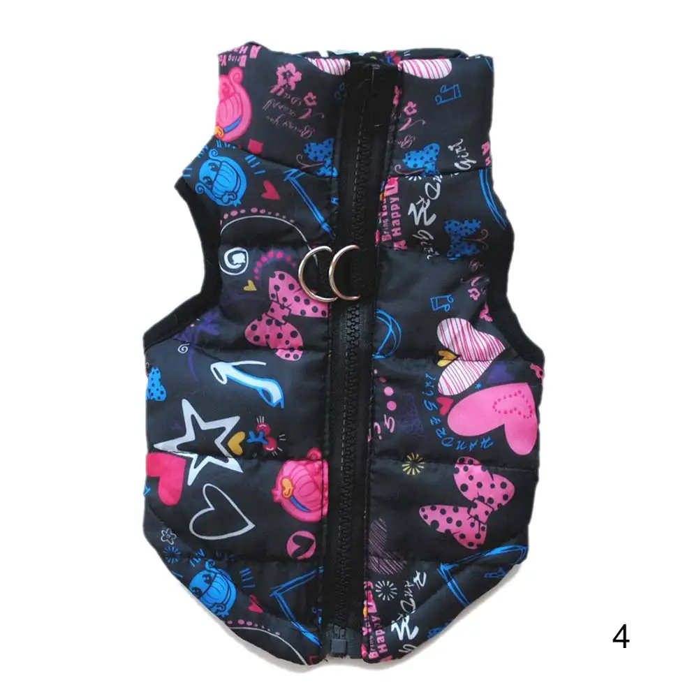 

Winter Pet Dog Clothes Padded Vest Harness Printing Puppy Doggy Warm Coat Zipper Jackets Small Dogs Costume 8 XH8Z