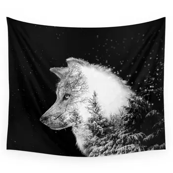 

Winter Wolf Wall Tapestry Fabric Wall Hanging Tapestry Decor Polyester Curtains Plus Long Table Cover