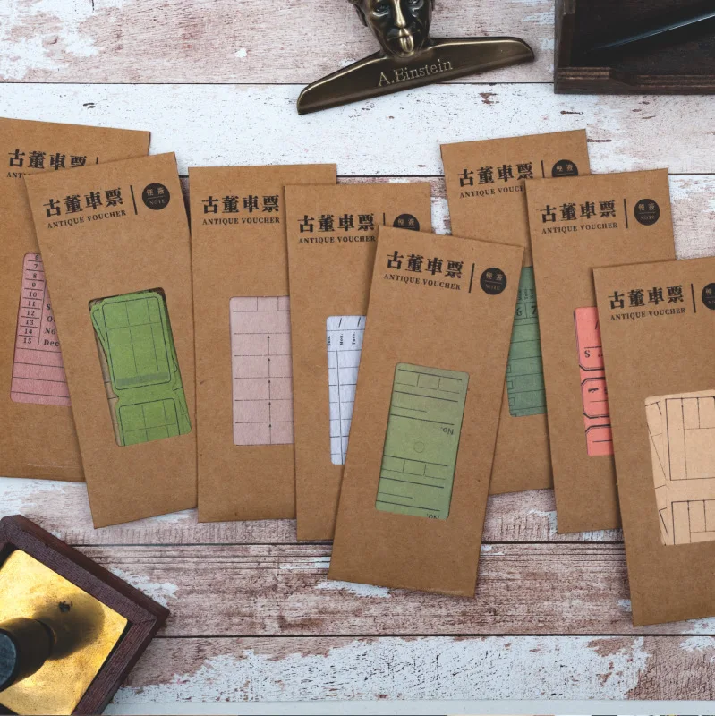

Retro kraft paper ticket collage can tear Memo Pad Sticky Notes Memo Post Note Paper Plant Words Phrases Stickers Office Supply