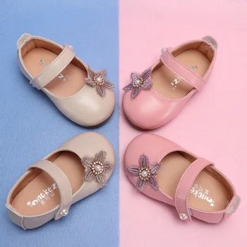 

Baby Girl Pearl Hook & Loop Shoes Spring Summer Toddler Kids Party Anti-slip Flower Flat Shoes Baby Shoes Enfants Size 15-25