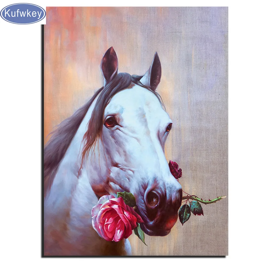 

Kufwkey diamond embroidery horse,5d diamond painting animals full diamond mosaic picture of rhinestones cross-stitch kits art