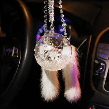 

Car pendant high-end creative car rear-view mirror crystal wishing bottle snowflake mink car interior jewelry girl