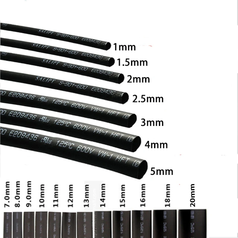 1 метр термоусадочная трубка Спецификация Модель 8 мм~ 35 мм электрик изоляции термоусадочный корпус черный
