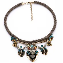 2017 nueva llegada de la manera marrón de la vendimia flor de piedra collar colgante para las mujeres declaración choker lujo