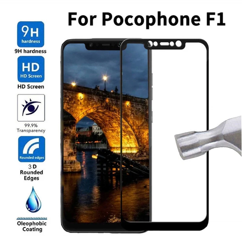 

Tempered Glass for Xiaomi Pocophone F1 Full Cover Glue Screen Protector Film for Poco Phone F1 Screenprotector for Pocofon Glass
