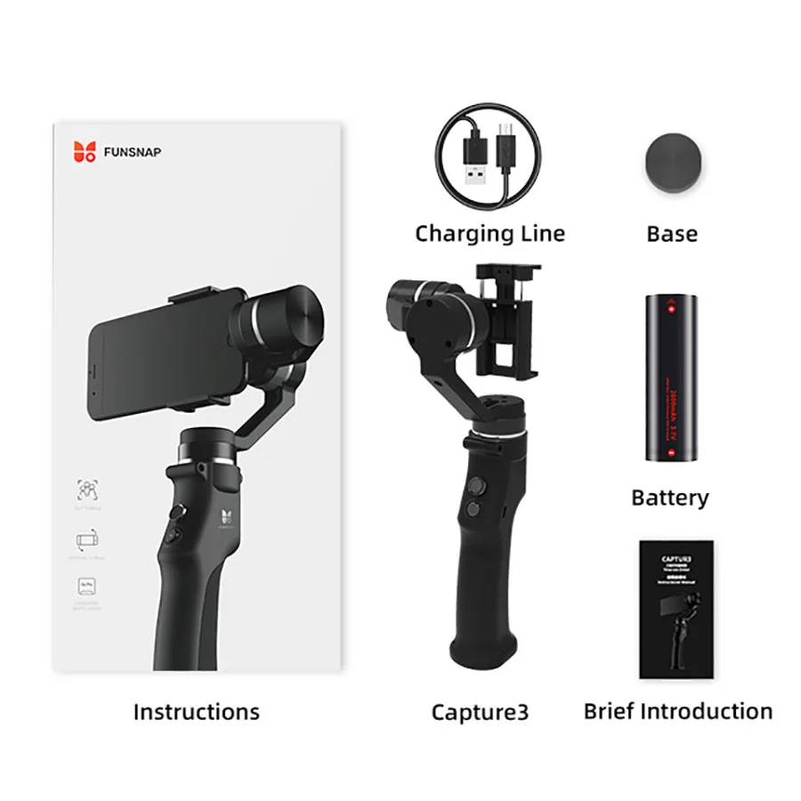 Funsnap Capture 3 Axis Handheld Gimbal Stabilizer Gimbal Smartphone For Gopro Sjcam Xiaomi 4k Action Camera Gimbals Stabilizer