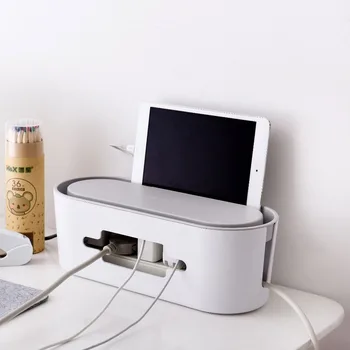

Creative Home Multi-purpose Socket Oganizer Fire ABS Plastic Desktop Network Cable Strip Wire Storage Box