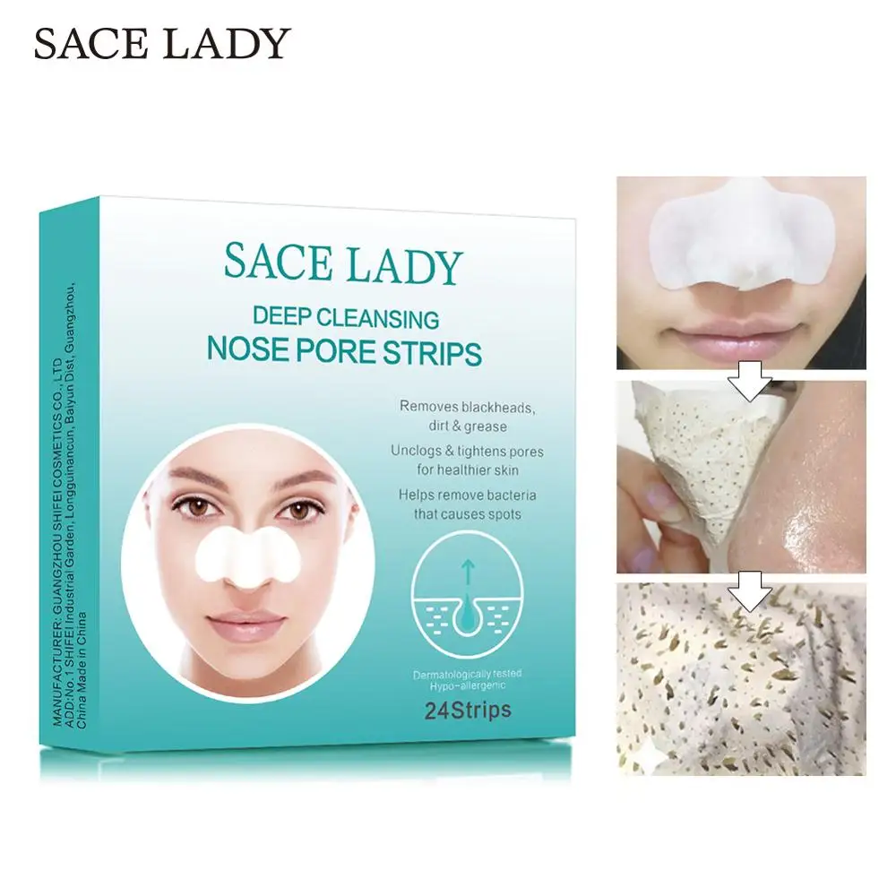 

SACE LADY Blackhead Remover Nose Mask 24PCS Deep Cleansing Purifying Peel Off Nasal Strips Facial Pores Sticker Face Skin Care