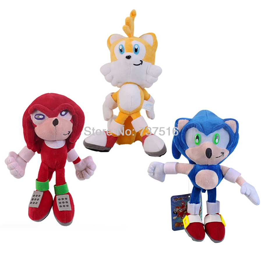 Sonic the Hedgehog 7 Inch Sonic, Shadow, Knuckles and Tails Stuffed Plush  Toy Set of 4 