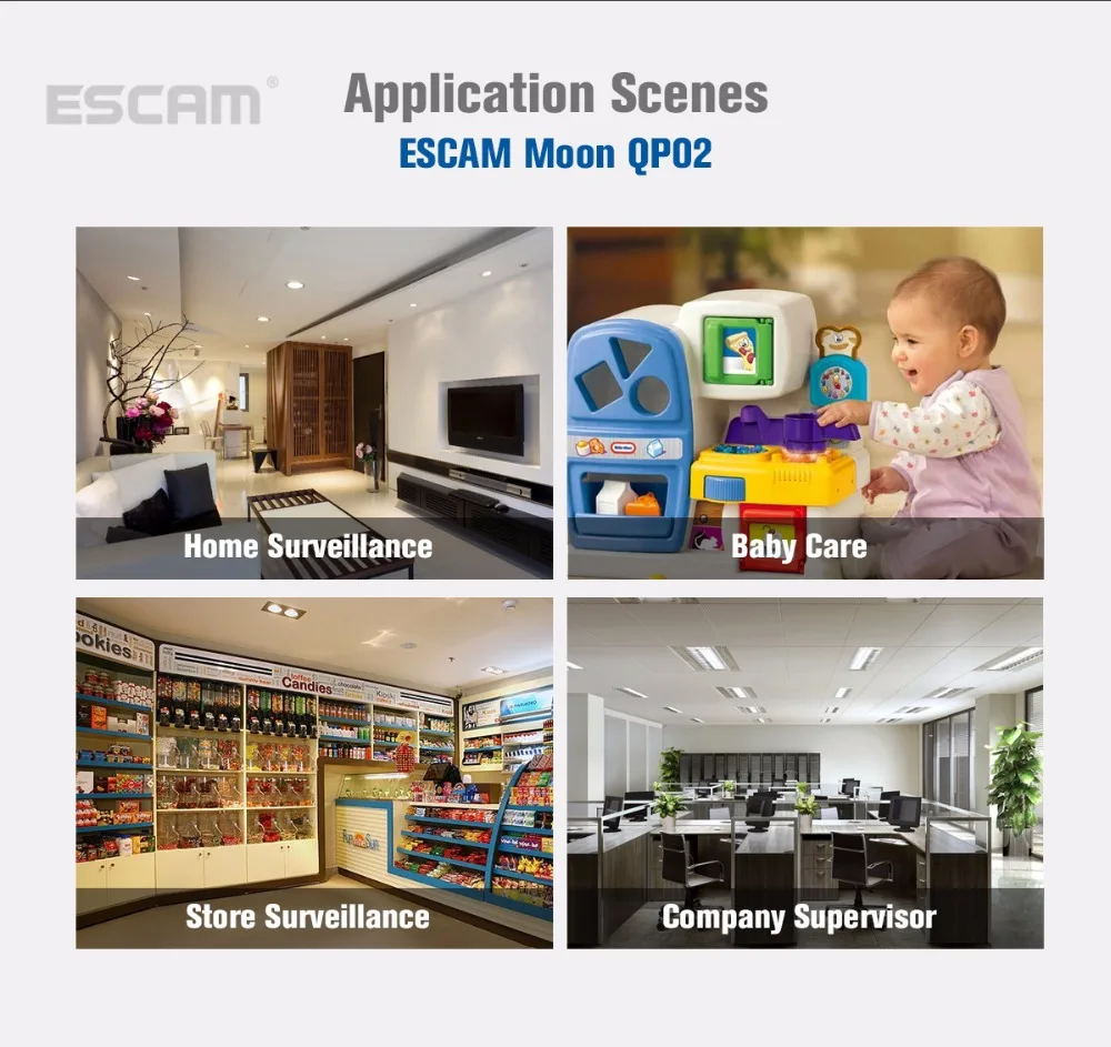 Escam Moon QP02 2MP HD 1080P WIFI Alarm Camera Outdoor Bullet IR-Cut 180 degree Security ip Camera Support Max 64G TF card (15)