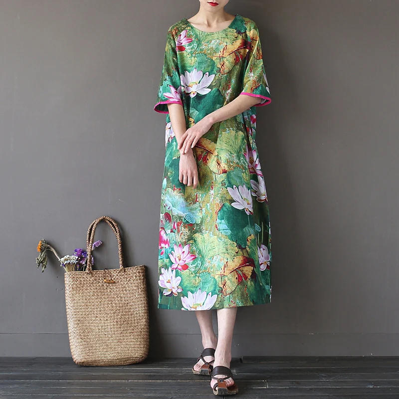 2017-national-summer-trend-women-s-vintage-elegant-green-lotus-flower