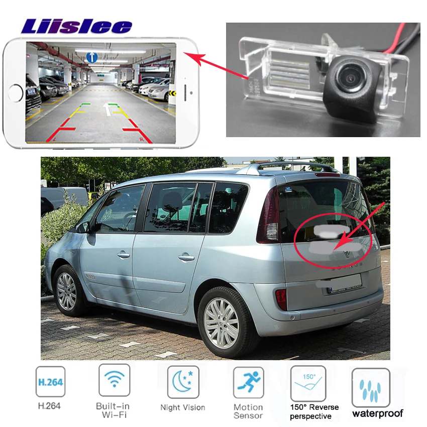 C-1132 3 LiisLee wireless Rear View Camera For Renault Espace 4 espace IV Parking Camera CCD Night Vision License Plate camera