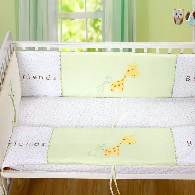 Обезьяна Жираф Лев хлопок мягкая детская кроватка бамперы Набор дышащий для новорожденных защитный забор Детские бамперы постельные принадлежности - Цвет: 4pcs bumpers