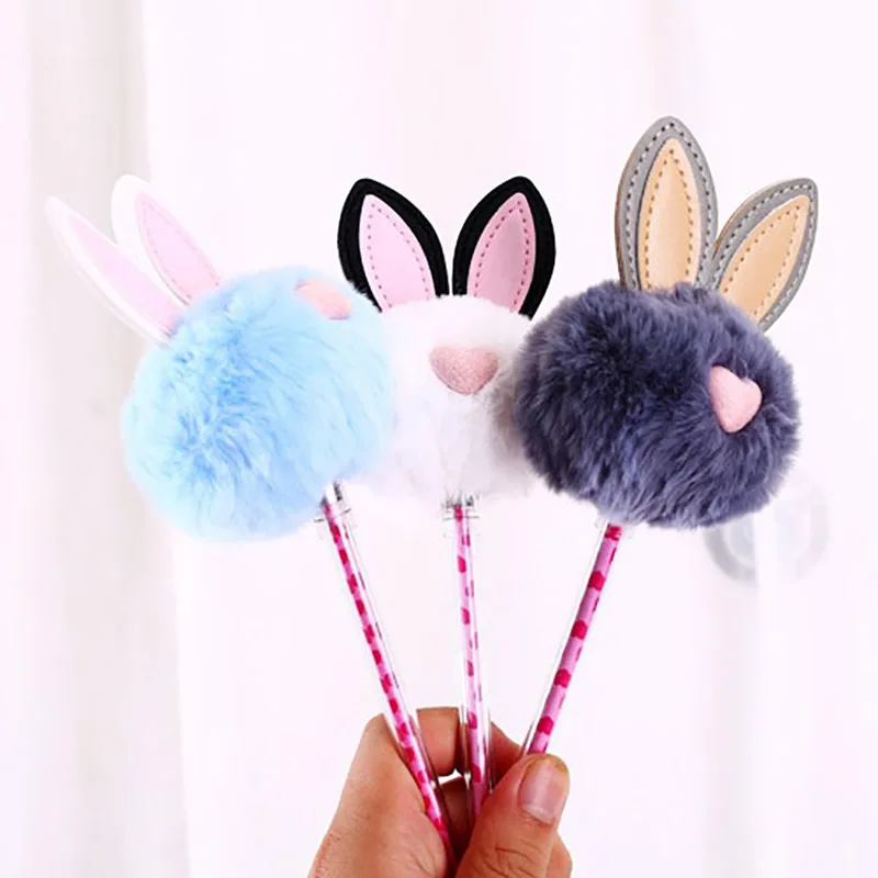 

Kawaii Plush Rabbit Ear Gel Pen Candy Color Ink Pen Toys For Children Kids Stuffed Animals Bunny Toys Speelgoed Gift
