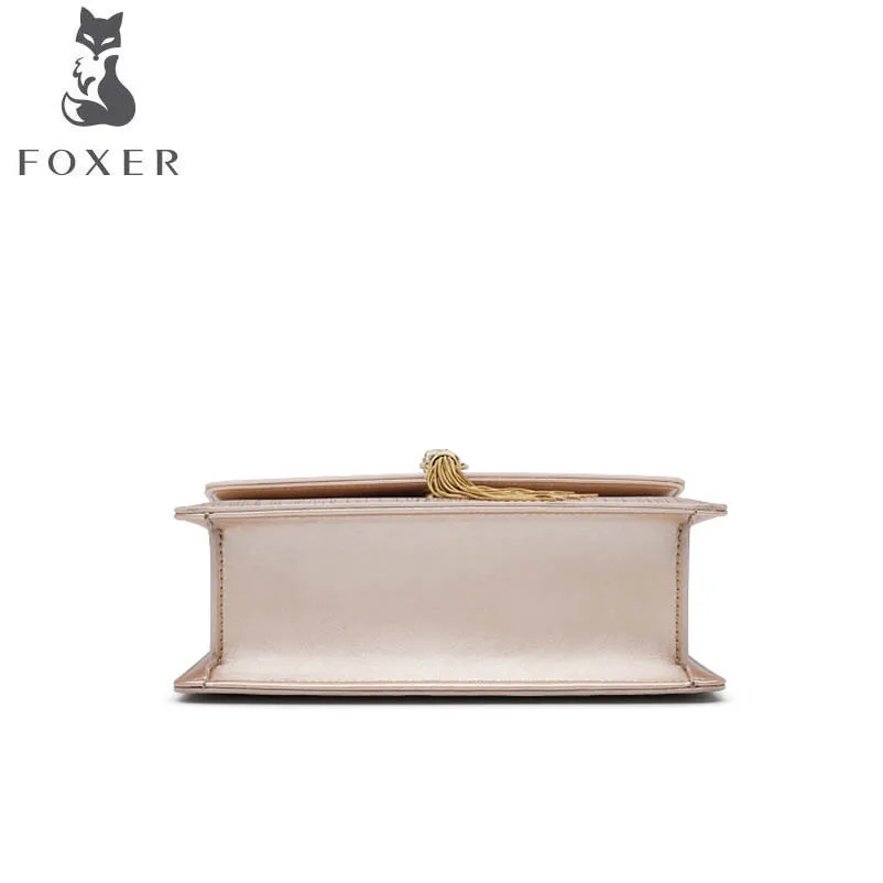 FOXER bag for women new women leather bag fashion chain tassel small bag designer women leather shoulder crossbody bag