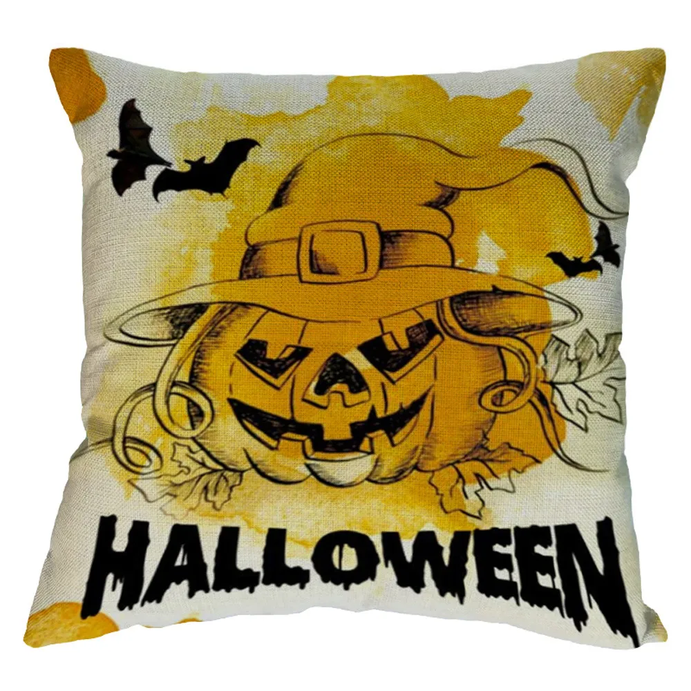 Подушки на Хэллоуин, декоративная подушка на Хэллоуин, льняные Чехлы для дивана, тыквы, призраки, наволочки, домашний декор, almofada,, 18Sep