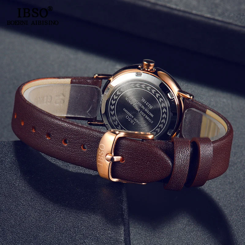 IBSO простые женские наручные часы из натуральной кожи Reloj Mujer Роскошные кварцевые