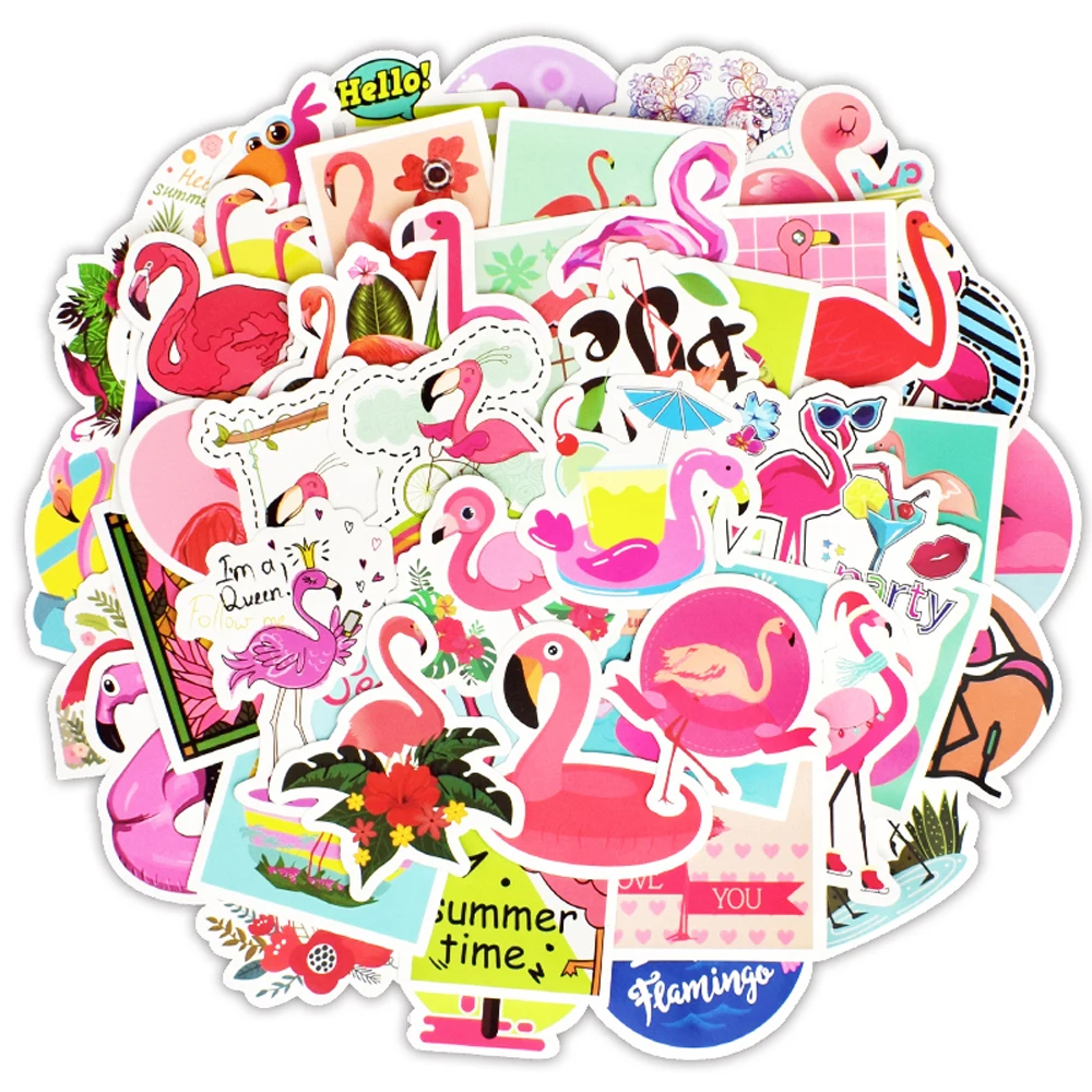 

50 PCS Flamingos Sticker Lovely Dream Cartoon Girl Stickers for Kids DIY Notebook Luggage Bicycle Fridge Guitar Laptop Stickers