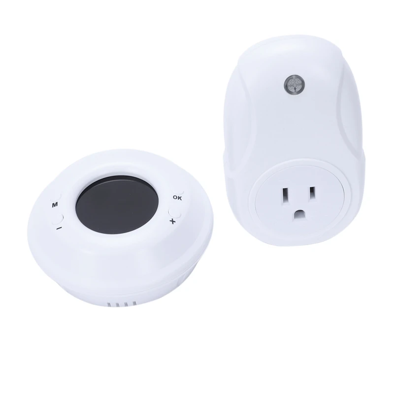 

Digital Wireless Temperature Controller, Built In Temp Sensor Electric Thermostat Socket 3 Prong Plug Lcd Display Outlet Heati