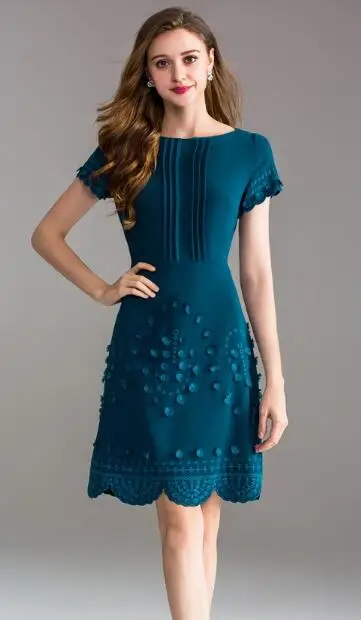 Embroidery Dress Новое Женское платье с цветочной аппликацией, модное белое платье трапециевидной формы с круглым вырезом G7802 - Цвет: Embroidery Dress