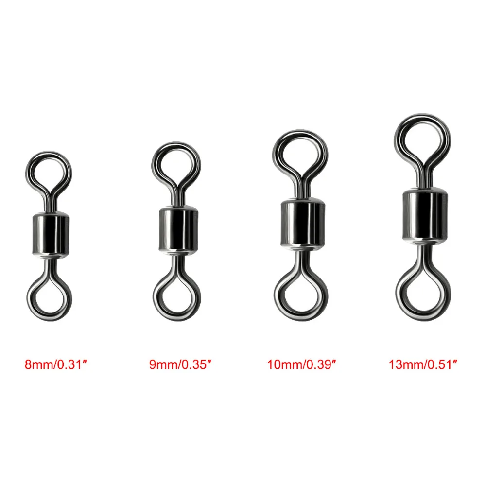 100pcs American Rolling Swivel 4 Style Size Sea Rock Fishing Tackle