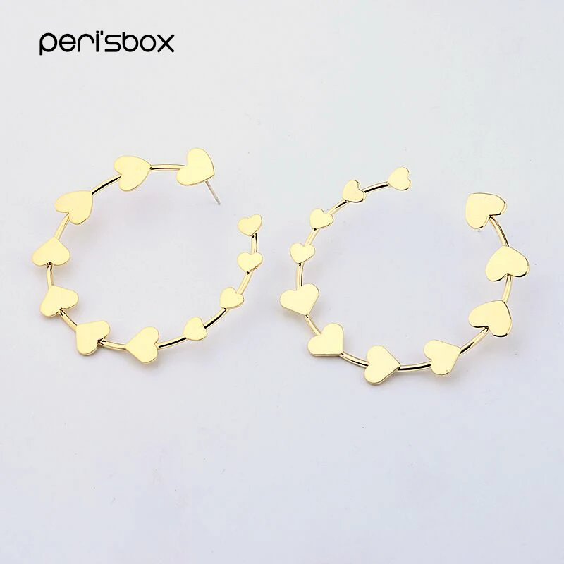 Женские серьги кольца Peri'sBox золотистые/Серебристые украшения в