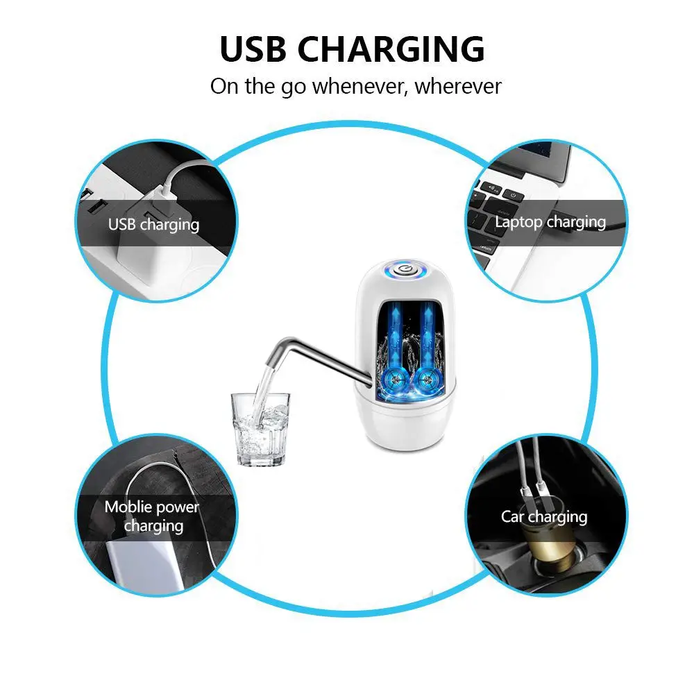 USB Charging Automatic Drinking Water Pump Portable Electric Water Dispenser Double Motor 5 Gallon Water Bottle Pump Switch