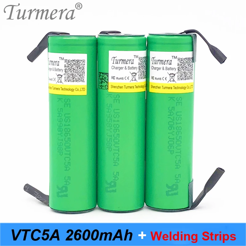 Turmera 18650 vtc5a US18650VTC5A 2600 мАч 35 Ампер 18650 сварочная лента паяльная батарея для отвертки