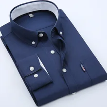 Новая брендовая мужская Повседневная рубашка с длинными рукавами и воротником, легкие рубашки для ухода, приталенное платье, рубашка для мужчин, бизнес, большой размер 5XL