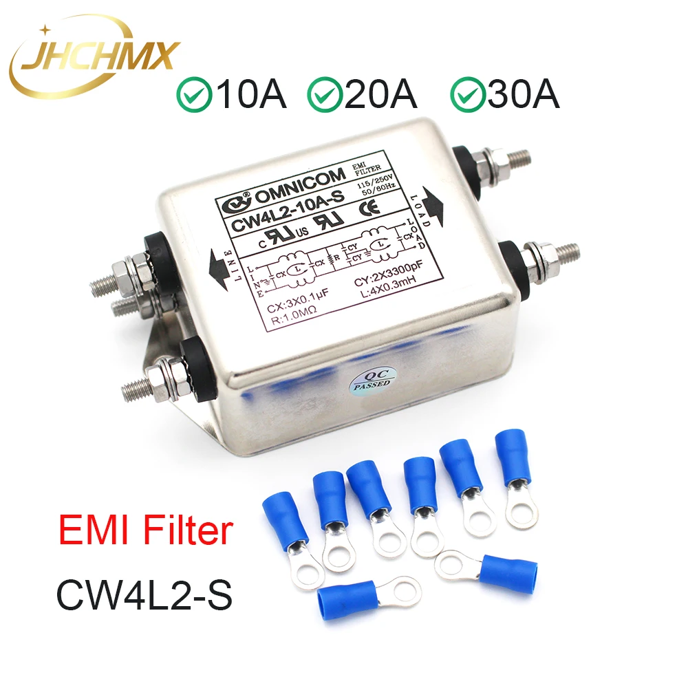 JHCHMX высокое качество Мощность фильтр EMI однофазный двухсекционная CW4L2-10A20A/30A-S 220 V 50/60 HZ для Co2 лазерной резки