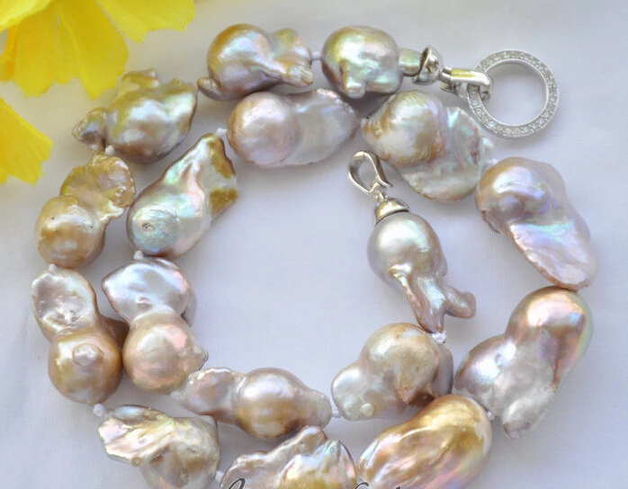

Miss charm Jew1836 lavender baroque keshi reborn freshwater pearl necklace 18inch NEW
